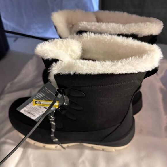 New Women's Black Winter Boots Faux Fur - Picture 4 of 6
